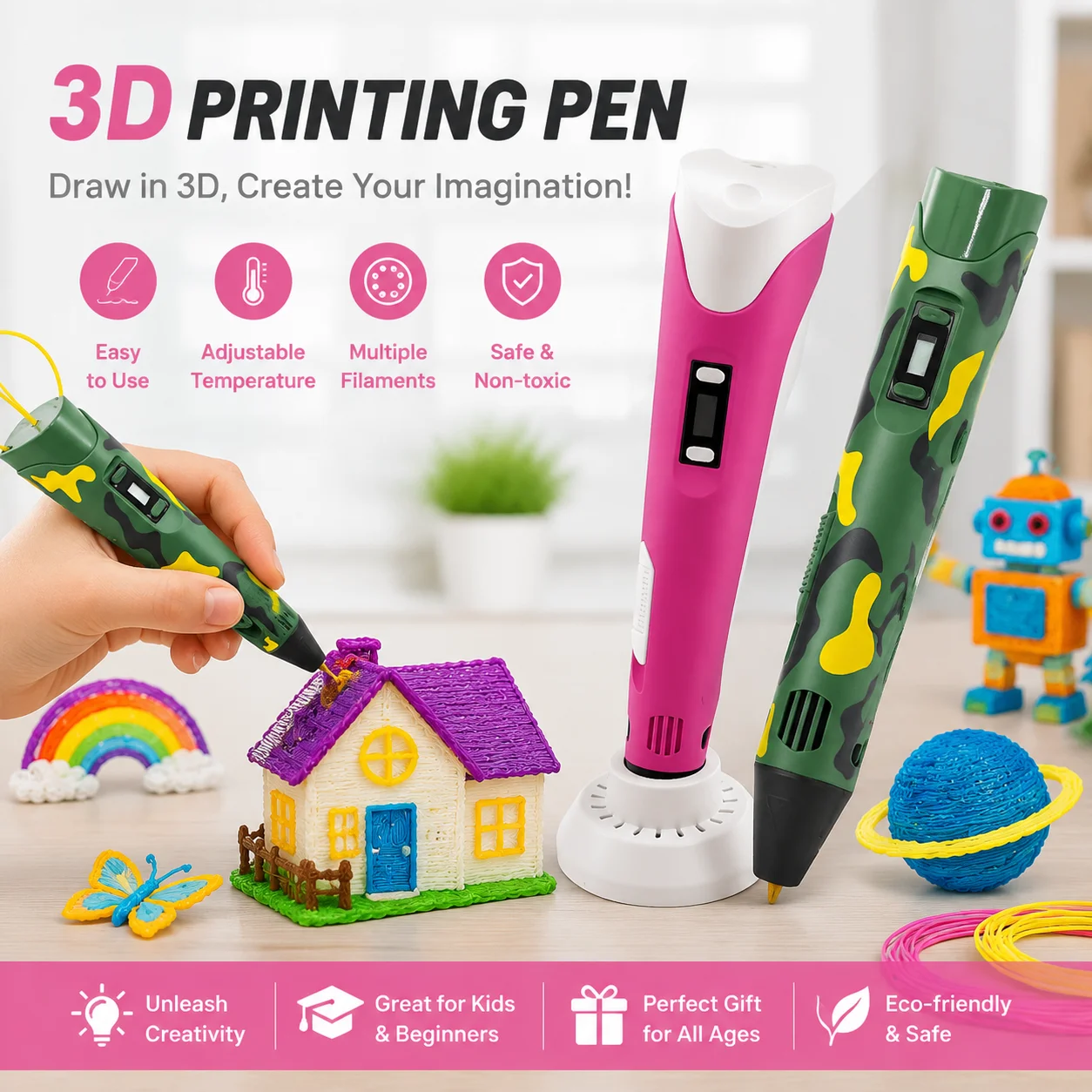 3D Printing Pen For Adults - قلم طباعة ثلاثية الأبعاد مع خيط