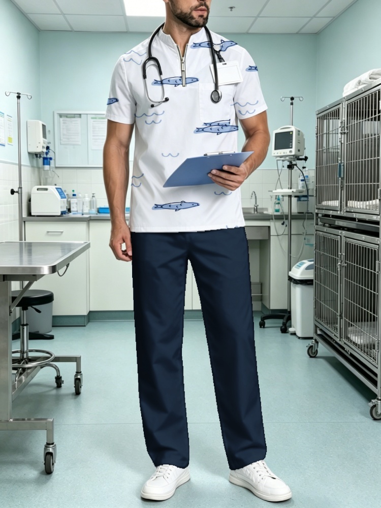 3D Printing For Medical - طقم سكراب طبي رجالي بأكمام قصيرة،