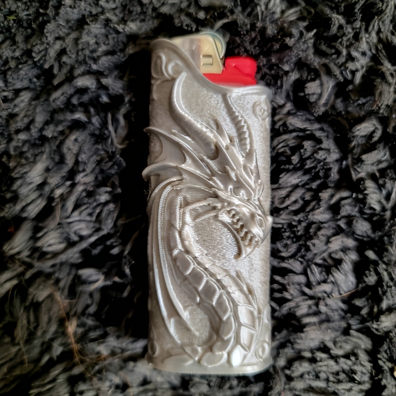 حافظة ولاعة بتصميم تنين مزخرف  - مراجعة 3D Printing Case وسعره