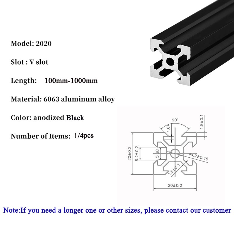 بثق جانبي من الألومنيوم الأسود - مراجعة V Slot Aluminum Extrusion وسعره